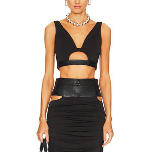Ceren Ocak Cut Out Black Polyester Top Size M